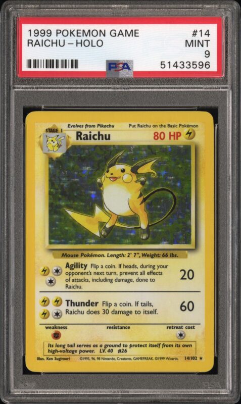 PSA 9Raichu #14/102 Base Set Unlimited