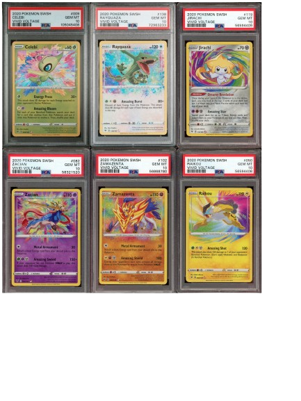 creation_sans_titre-removebg-preview Pokémon Amazing Rare Collection – 6 PSA 10 Graded Cards – Rayquaza, Jirachi, Celebi, Raikou, Zacian & Zamazenta