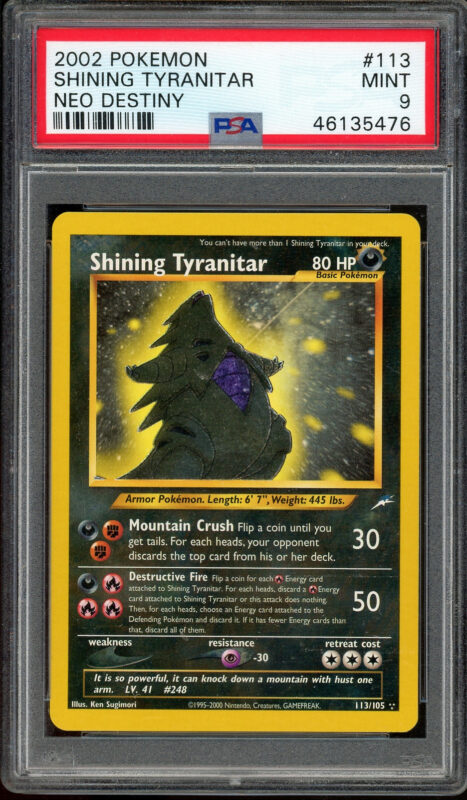 PSA 9 Shining Tyranitar Neo Destiny Unlimited