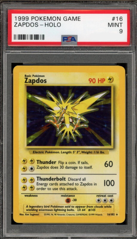 PSA 9 Zapdos Holo Base Set Unlimited